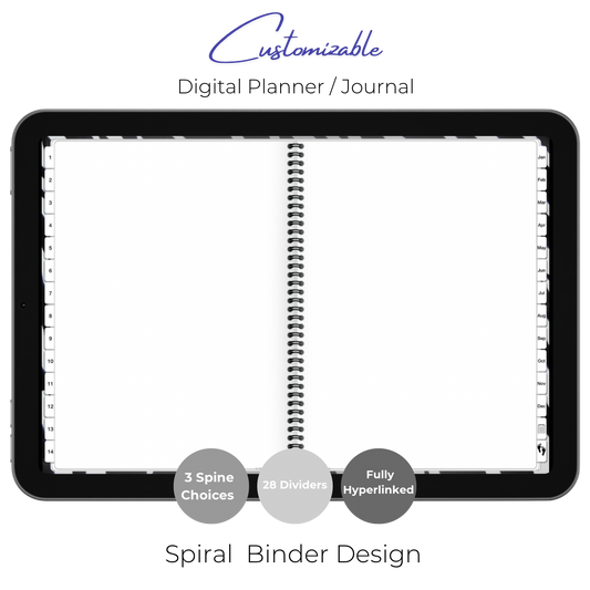 Customizable Digital Planner / Journal - Zebra Print - White Tabs