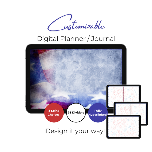 Customizable Digital Planner / Journal - Leather Flag & Fireworks