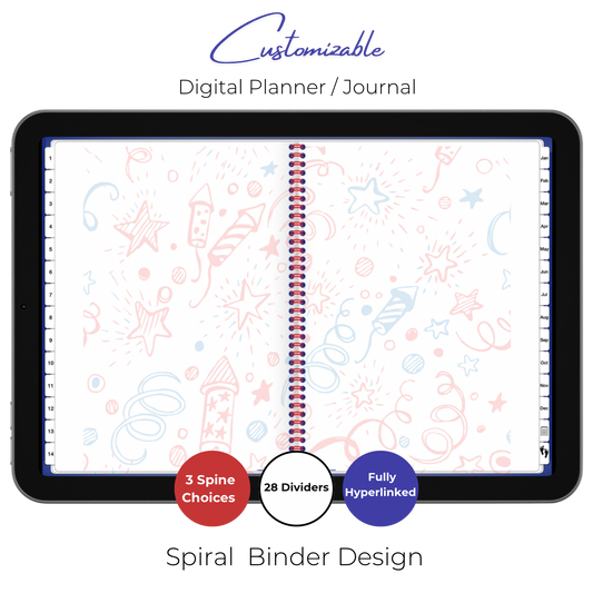 Customizable Digital Planner / Journal - Leather Flag & Fireworks