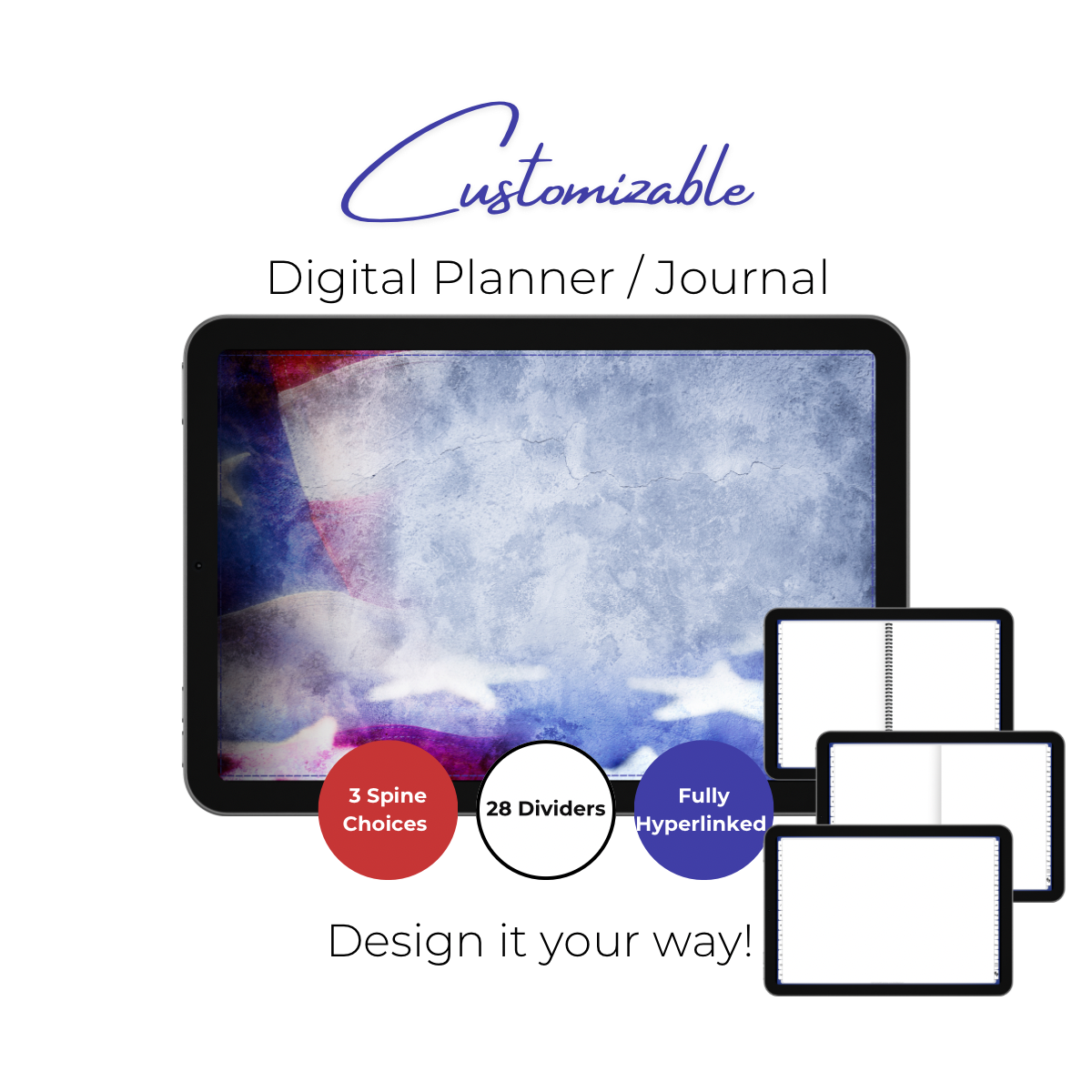 Customizable Digital Planner / Journal - Leather Flag