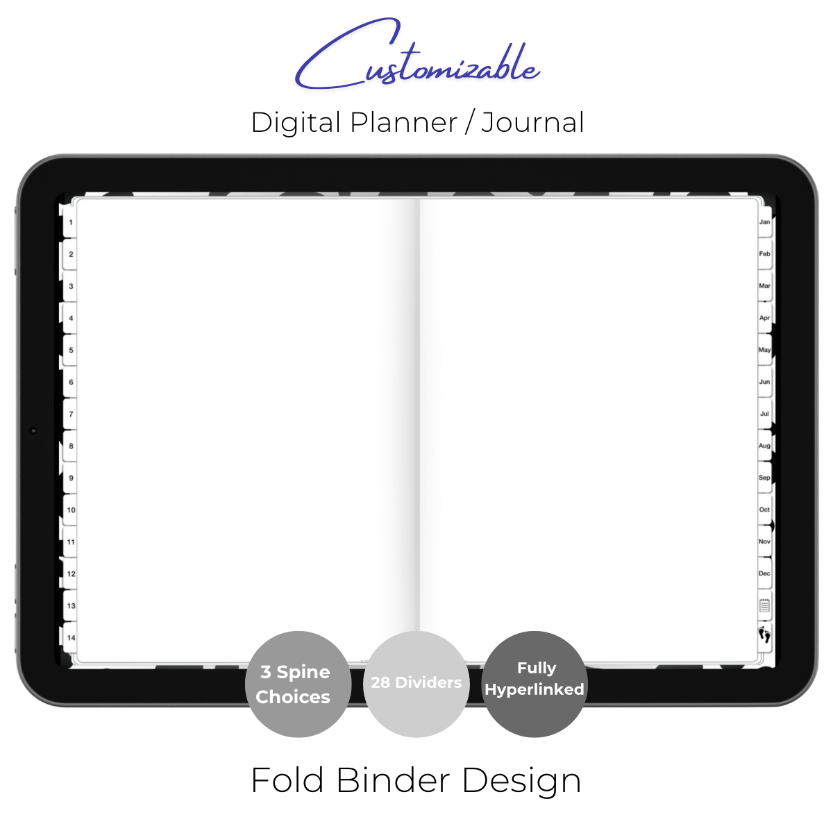Customizable Digital Planner / Journal - Leopard Black & White Print