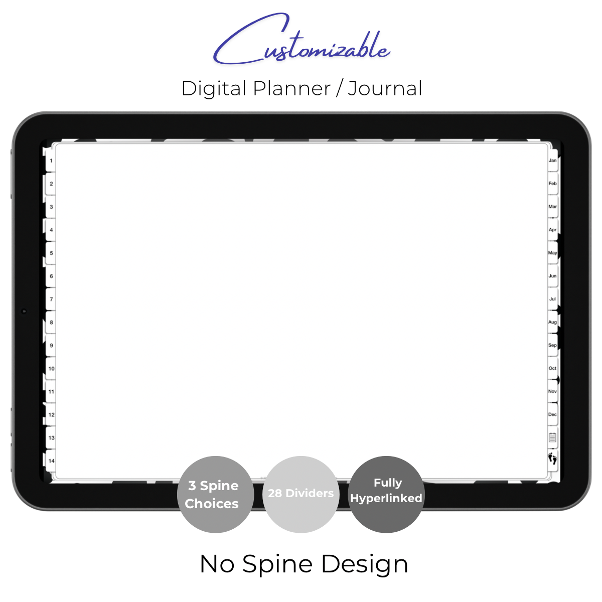 Customizable Digital Planner / Journal - Leopard Black & White Print