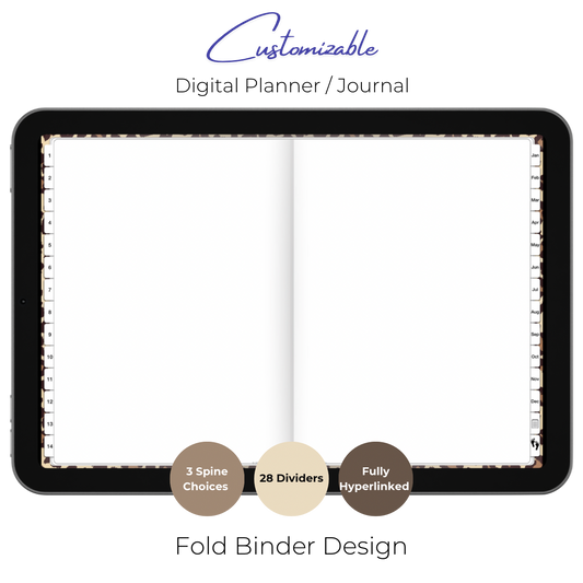 Customizable Digital Planner / Journal - Leopard Print - White Tabs