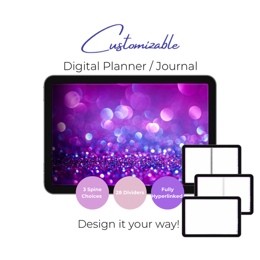 Customizable Digital Planner / Journal - Purple Bubbles - White Tabs