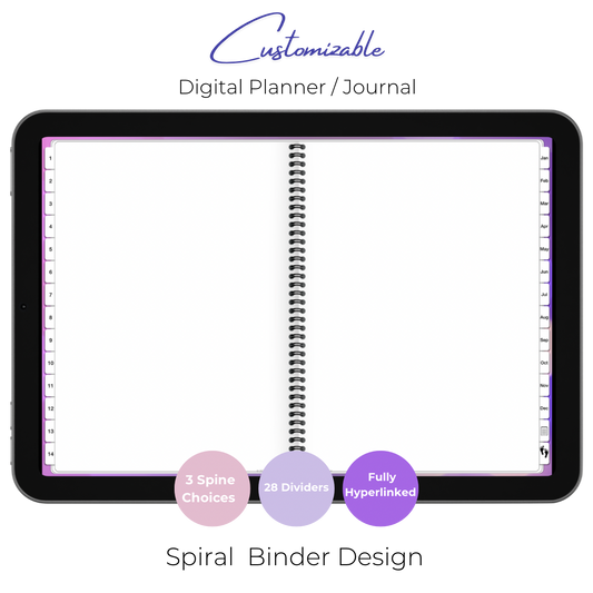 Customizable Digital Planner / Journal - Purple Bubbles - White Tabs