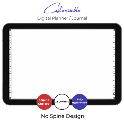 Customizable Digital Planner / Journal - Black Leather - White Tabs