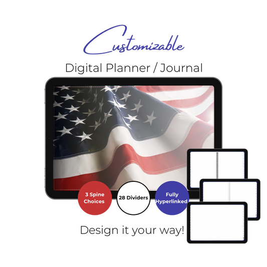 Customizable Digital Planner / Journal - Faded Flag Design