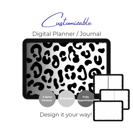 Customizable Digital Planner / Journal - Leopard Black & White Print