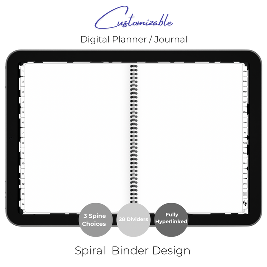 Customizable Digital Planner / Journal - Leopard Black & White Print
