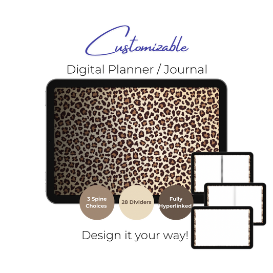 Customizable Digital Planner / Journal - Leopard Print - Multi-Color Tabs